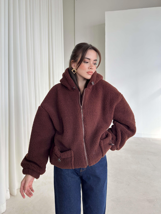 Renle kapşonlu mont 26K344