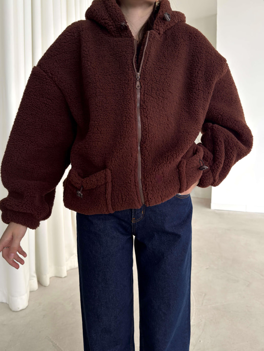 Renle kapşonlu mont 26K344