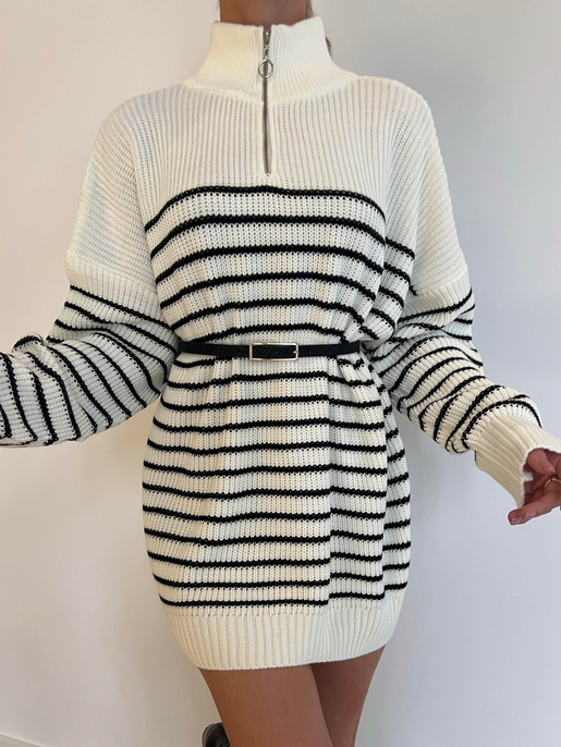 Saç Örgülü Fermuarlı Kazak 23K000196