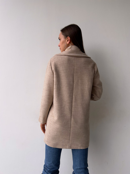 Tek Düğme Kapamalı Yanları Cepli Nerve Kadın Taş Kaşe Kaban 23K000165