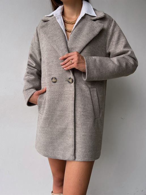 Tek Düğme Kapamalı Yanları Cepli Nerve Kadın Vizon Kaşe Kaban 23K000165