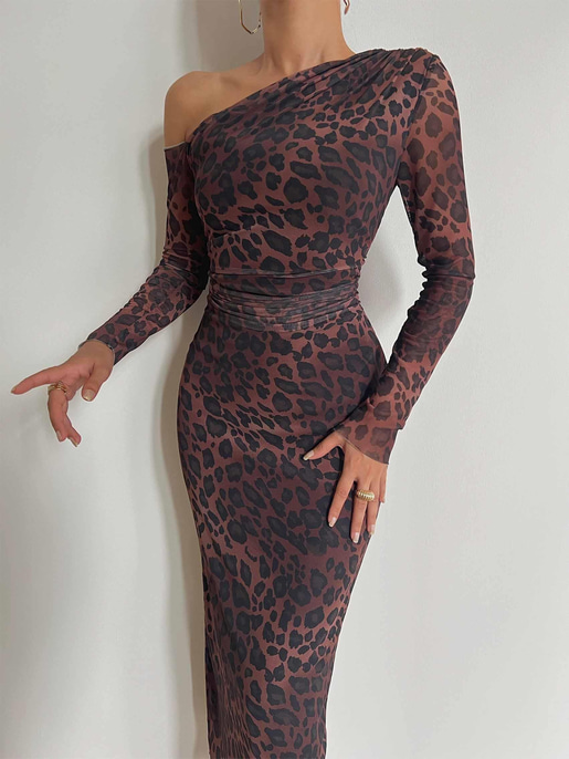 Tek Omzu Açık Omuz Ve Beli Drape Detaylı Yulia Kadın Renkli Midi Elbise 24k000078