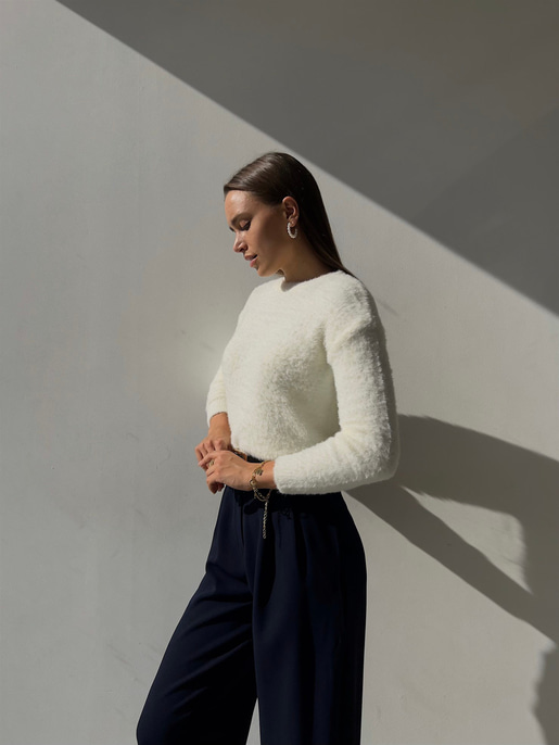 Uzun Kol Alaric Kadın Ekru Sakal Kazak 23K000122