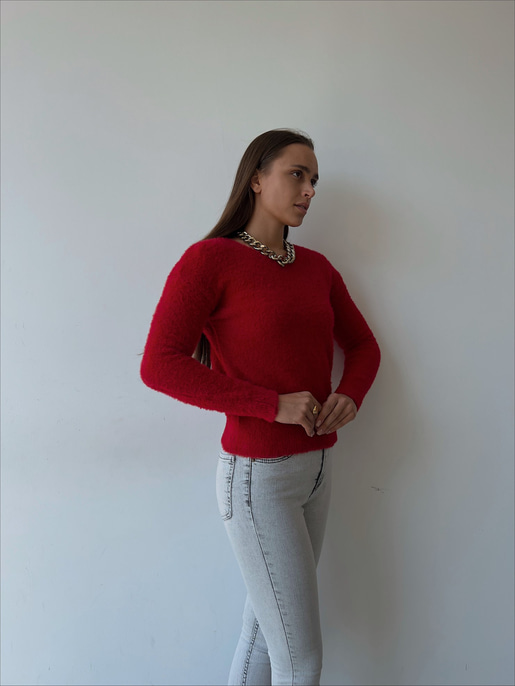 Uzun Kol Alaric Kadın Kırmızı Sakal Kazak 23K000122