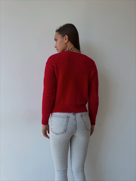 Uzun Kol Alaric Kadın Kırmızı Sakal Kazak 23K000122