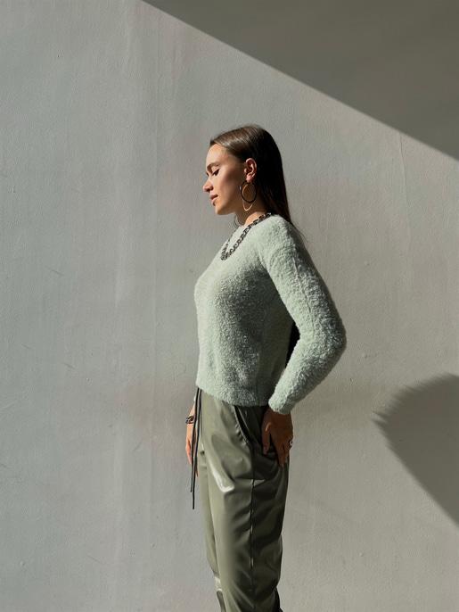 Uzun Kol Alaric Kadın Mint Sakal  Kazak 23K000122