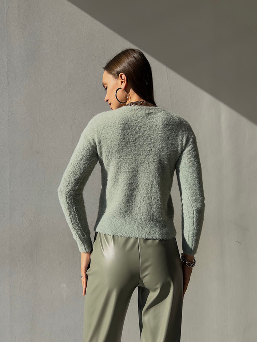 Uzun Kol Alaric Kadın Mint Sakal  Kazak 23K000122