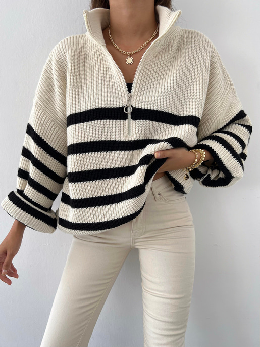 Vassily Yaka Fermuarlı Kazak 24k000012