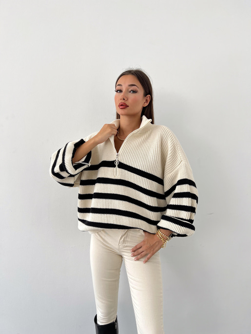 Vassily Yaka Fermuarlı Kazak 24k000012