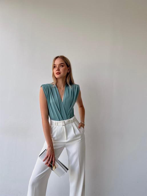 Vatkalı Kolsuz Kruvaze Garrison Kadın Mint Bodysuit 22Y000066