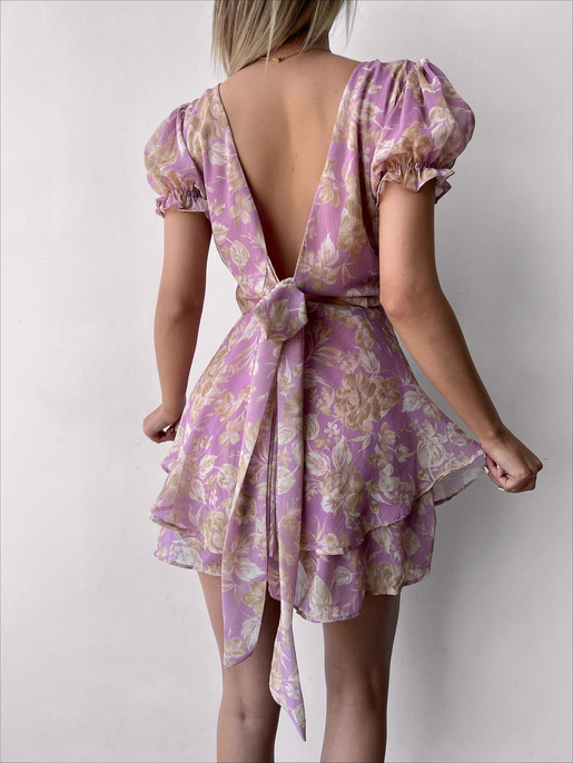 Volanlı Sırtı V Model Dekolteli Ve Kuşaklı Jolie Kadın Pembe Şort Tulum 22Y000209