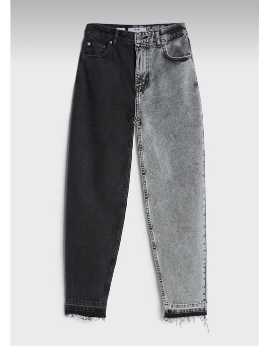 Yüksek Bel Çift Renkli Kadın Siyah Mom Jean 21K000140