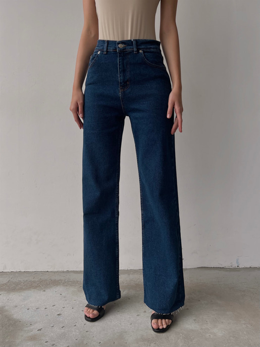 Yüksek Bel Geniş Paça Jacques Kadın Lacivert Jean 22K000461