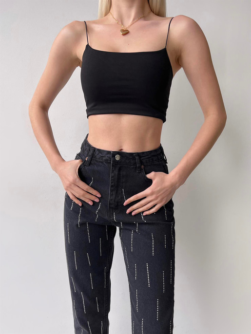 Yüksek Bel Lenora Kadın Antrasit Taş Detaylı Mom Jean 23Y000062