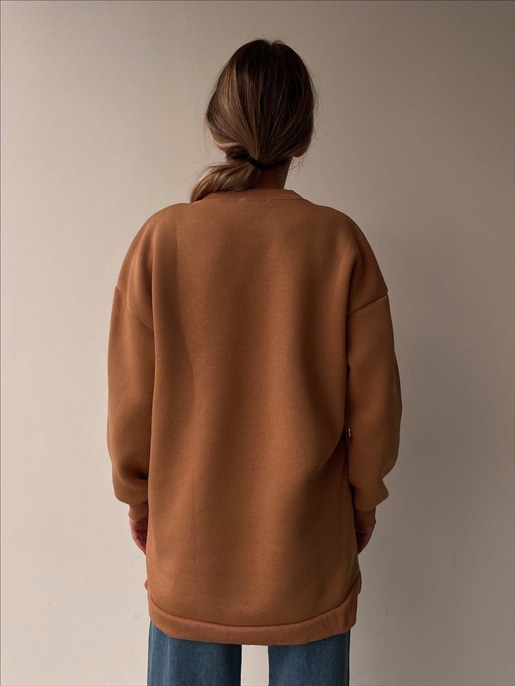 Alt Kısmı Beyaz Gömlek Parçalı Uzun Deanna Kadın Taba Sweat 22K000255