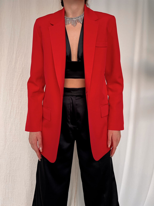 Arkadan Yırtmaçlı Damaris Kadın Kırmızı Blazer Ceket 22Y000022