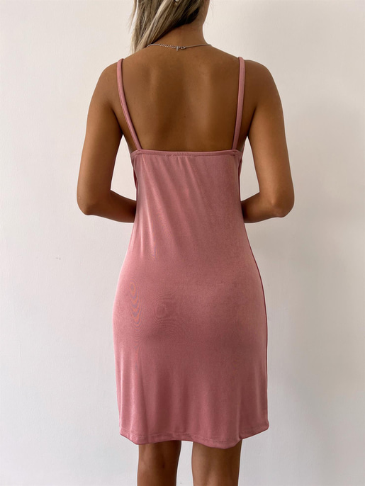 Askılı Degaje Yaka Agnes Kadın Pudra Elbise 23Y000101