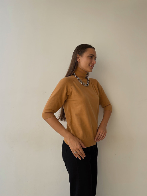 Balıkçı Yaka Yarım Kol Claudemir Kadın Tarçın Kazak 23K000136