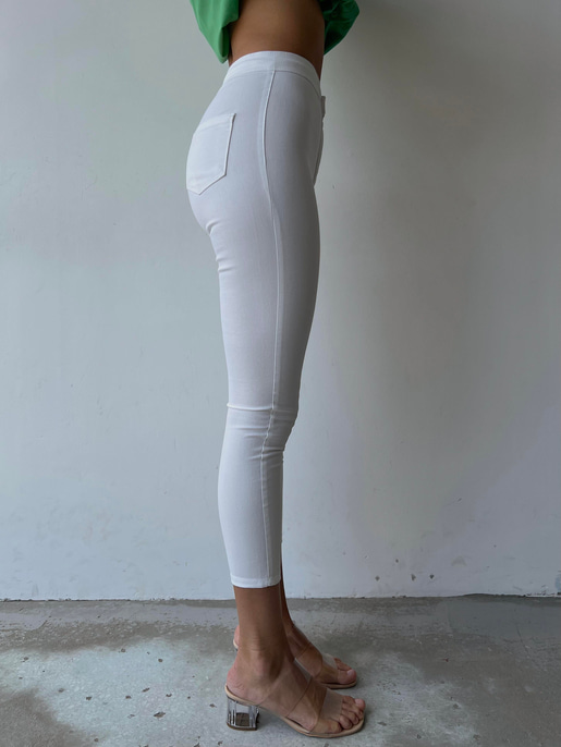 Basıc Yüksek Bel Toparlayıcı Kadın Beyaz Pantolon 20Y000110