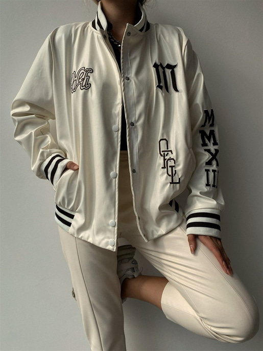 BASKILI DERİ BOMBER CEKET 22K000140