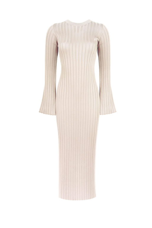 Bisiklet Yaka Agatha Bej Triko Kadın Elbise 26K003