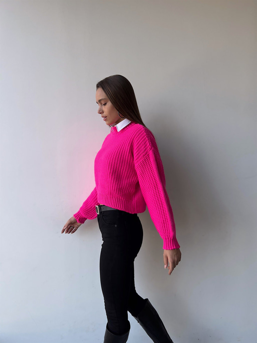 Bisiklet Yaka Andreia Kadın Fuşya Kazak 23K000195