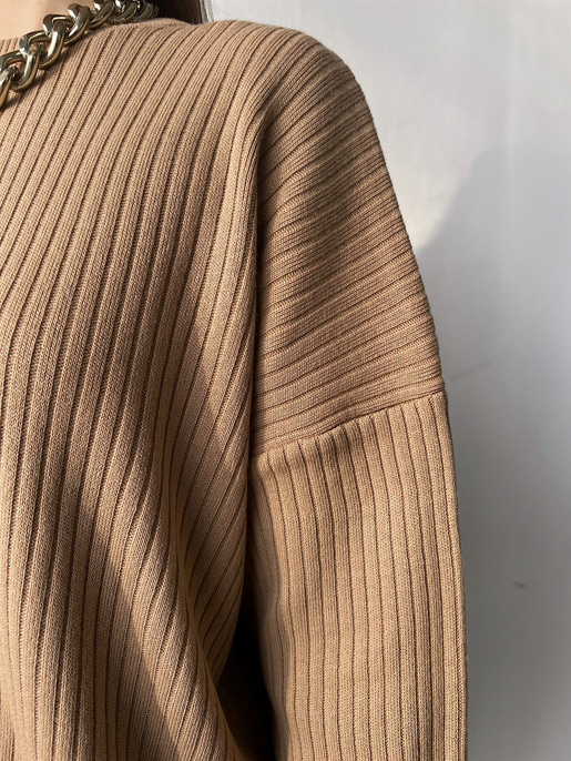 Bisiklet Yaka Geniş Paçalı Laura Kadın Vizon Triko Takım 23K000283