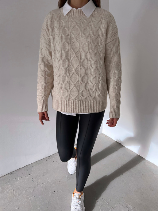 Bisiklet Yaka Perla Kadın Ekru Triko Kazak 23K000199