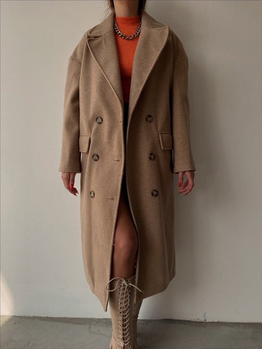 Boyfriend Arkası Yırtmaçlı Kaşe Breana Kadın Kahverengi Kaban 22K000356