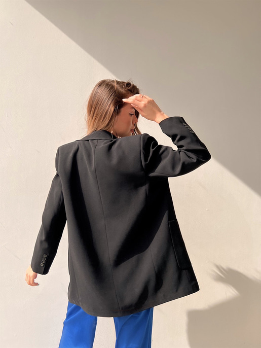 Büyük Cepli Josephine Kadın Siyah Blazer Ceket 22Y000087