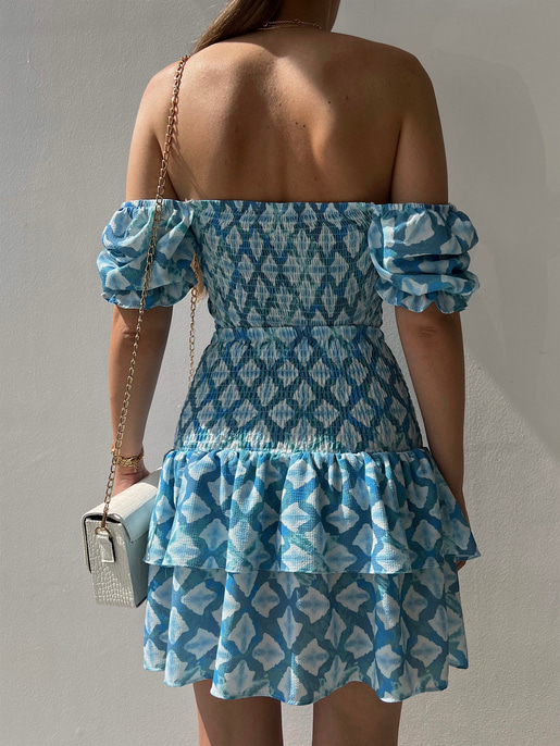 Çapraz Bağcık Açık Omuz Üst Fırfırlı Gipeli Alt Justus Kadın Mavi İkili Takım 22Y000330