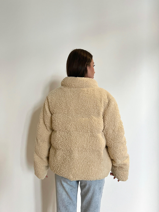 Fermuar Kapamalı Yanları Cepli Salome Kadın Bej Peluş Bomber Mont 24k000055