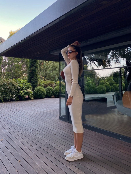 Grace Sırtı Bağlamalı Triko Elbise 22K000002