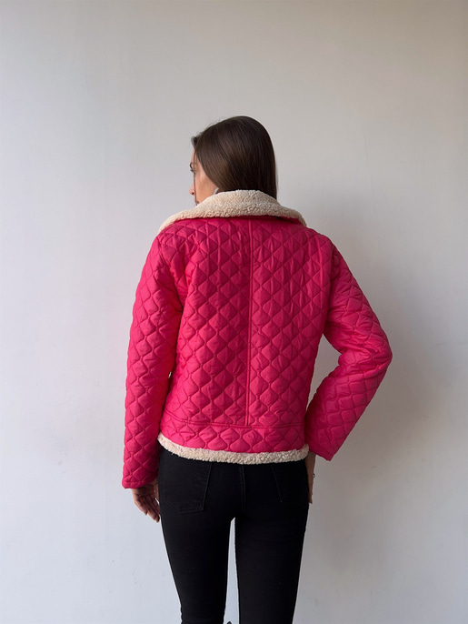 İçi Vegan Kürklü Çıtçıt Kapamalı Ve Kemerli Kapitone Jianna Kadın Fuşya Mont 23K000066