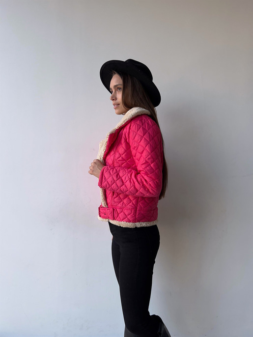 İçi Vegan Kürklü Çıtçıt Kapamalı Ve Kemerli Kapitone Jianna Kadın Fuşya Mont 23K000066