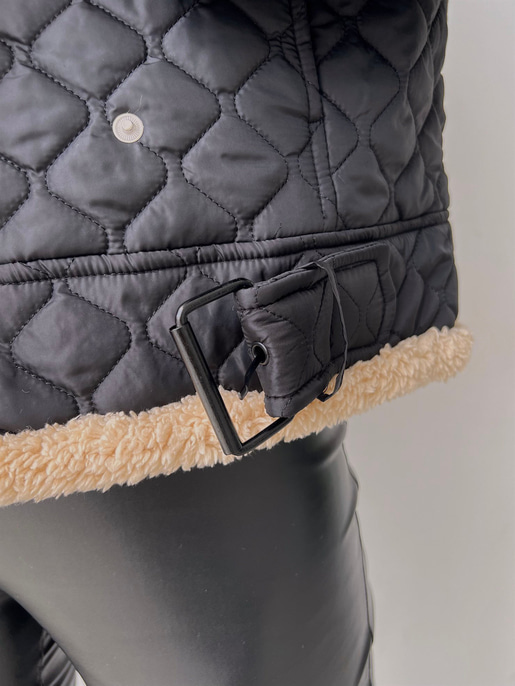 İçi Vegan Kürklü Çıtçıt Kapamalı Ve Kemerli Kapitone Jianna  Kadın Siyah Mont 23K000066