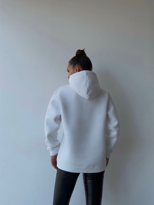 Kapüşonlu Cepli Nasa Yazılı Coman Kadın Beyaz Sweatshirt 23K000123