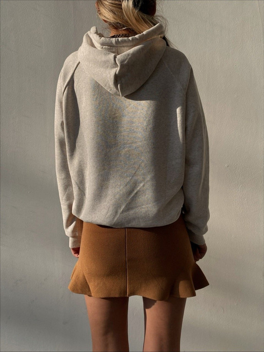 Kapüşonlu Kanguru Cepli Kadın Bej Melanj Sweat 22K000124