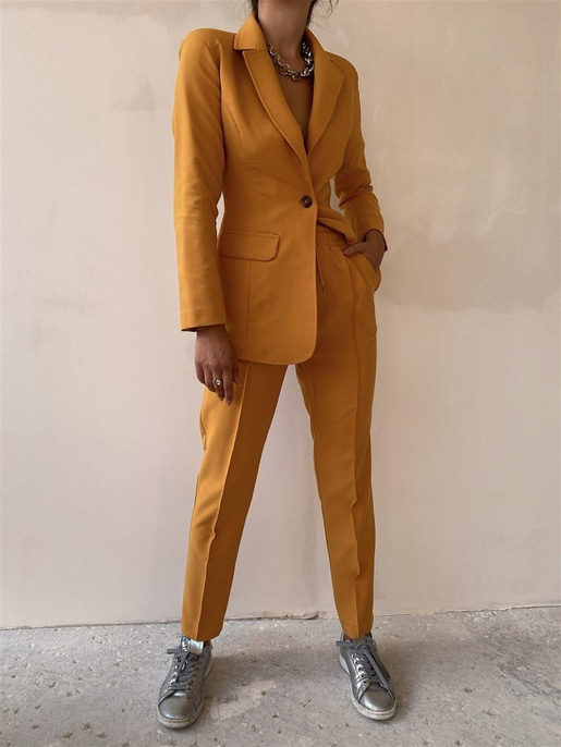 Klasik Pantolon Ceket İkili Wendy Kadın Hardal Takım22K000044