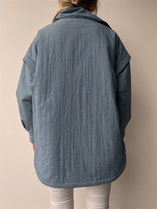 Kolları Çıkartılabilir Cepli Tiger Kadın Mavi Ceket 22K000054