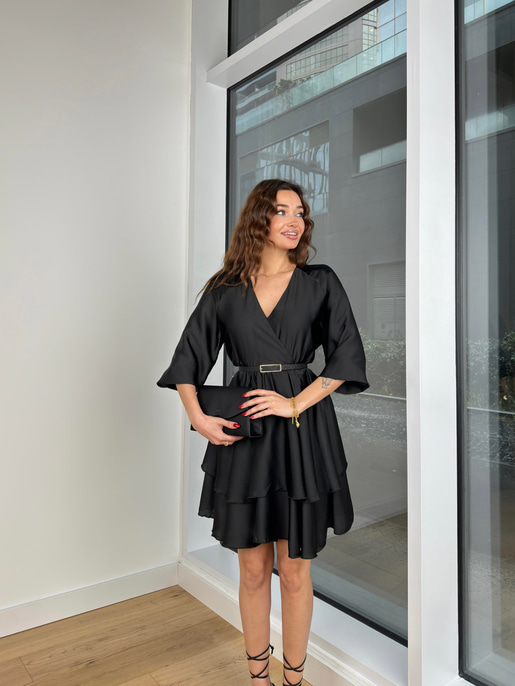 KRUVAZE VOLANLI ELBİSE 24Y300