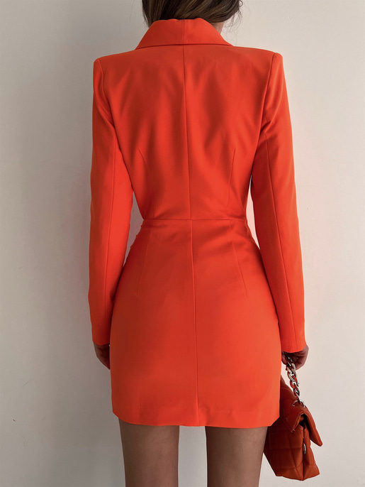 Kruvaze Yanı Toka Detaylı Libby Kadın Turuncu Ceket Elbise 22Y000129