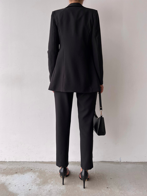 Kuplu Bluz Blazer Ceket & Pantolon Adelisa Kadın Siyah Üçlü Takım 22K000262