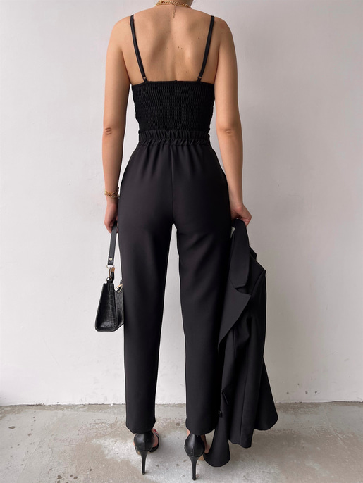 Kuplu Bluz Blazer Ceket & Pantolon Adelisa Kadın Siyah Üçlü Takım 22K000262