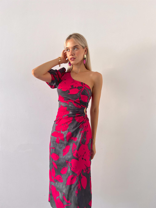 Loni Bel Detaylı Tek Kol Elbise 23Y000570