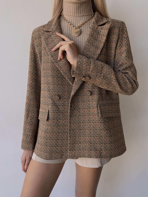 Önden Düğme Kapamalı Myrra Kadın Vizon Etnik Ceket 23K000083