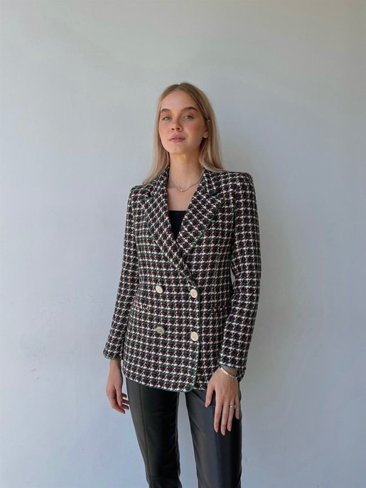 Önü Düğme Kapamalı Muiris Kadın Yeşil Biyeli Tüvit Ceket 23K000082