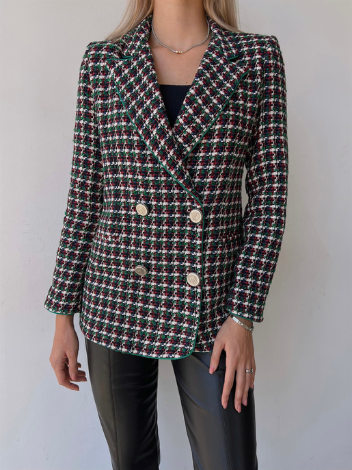 Önü Düğme Kapamalı Muiris Kadın Yeşil Biyeli Tüvit Ceket 23K000082