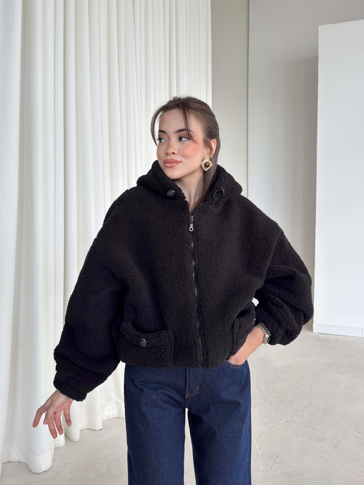 Renle kapşonlu mont 26K344