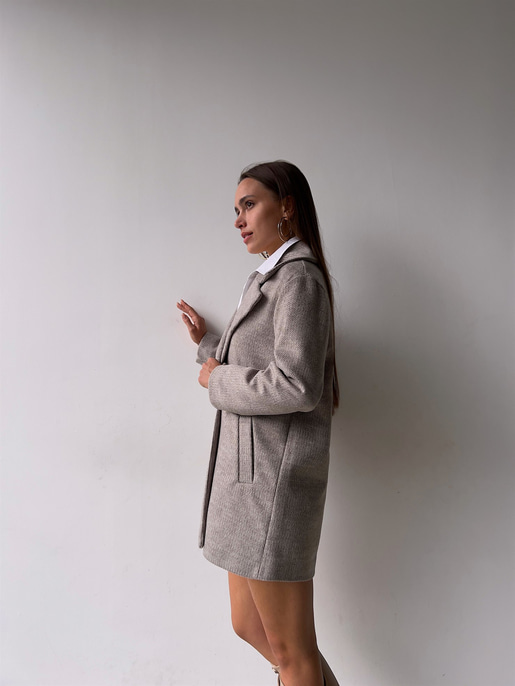 Tek Düğme Kapamalı Yanları Cepli Nerve Kadın Vizon Kaşe Kaban 23K000165